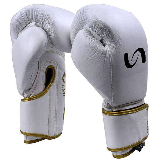 Ultimate - Pro Fight Gloves White Gold (Genuine Leather) - 16oz
