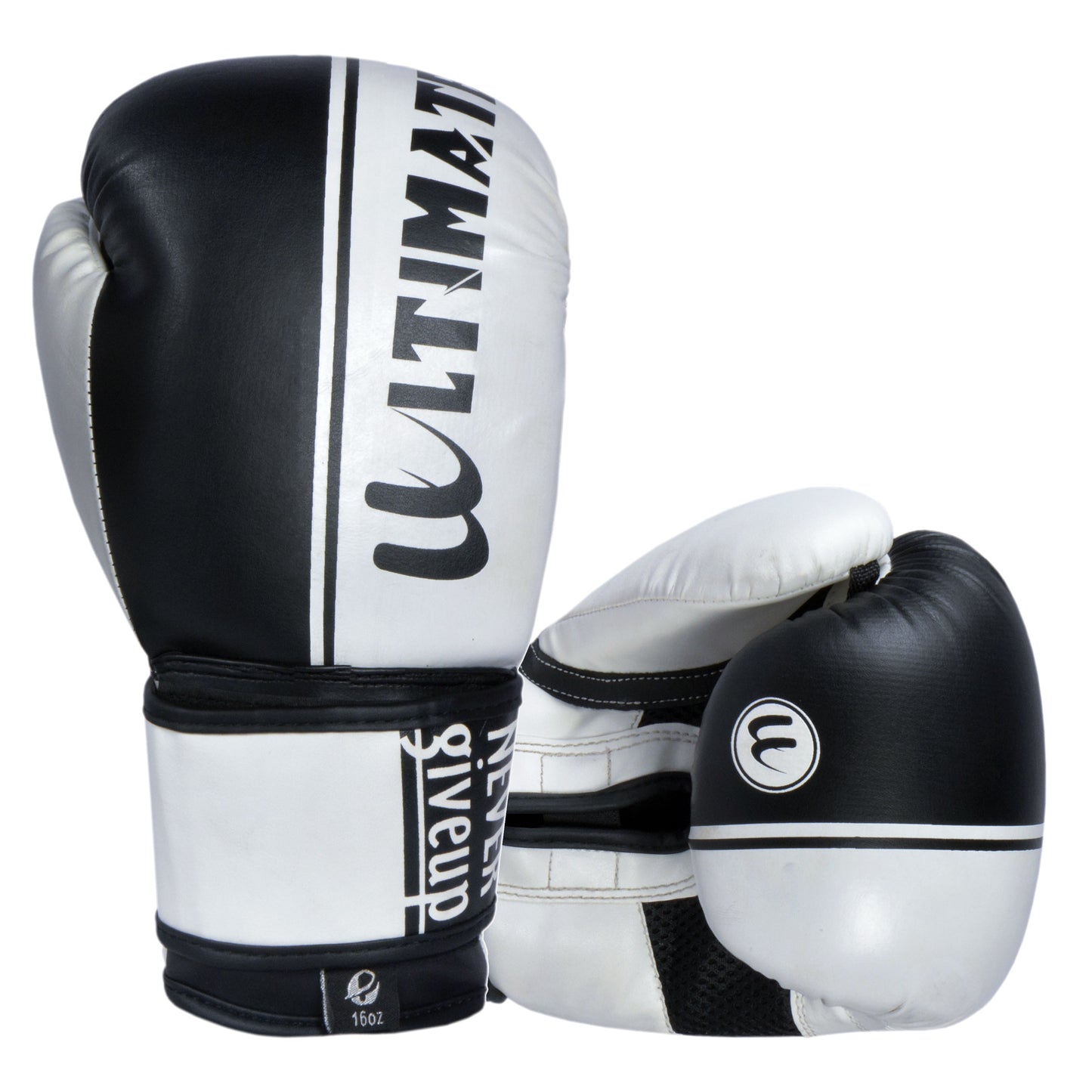 Ultimate - Boxing Gloves Black White - Boxing MMA Bag Work Training