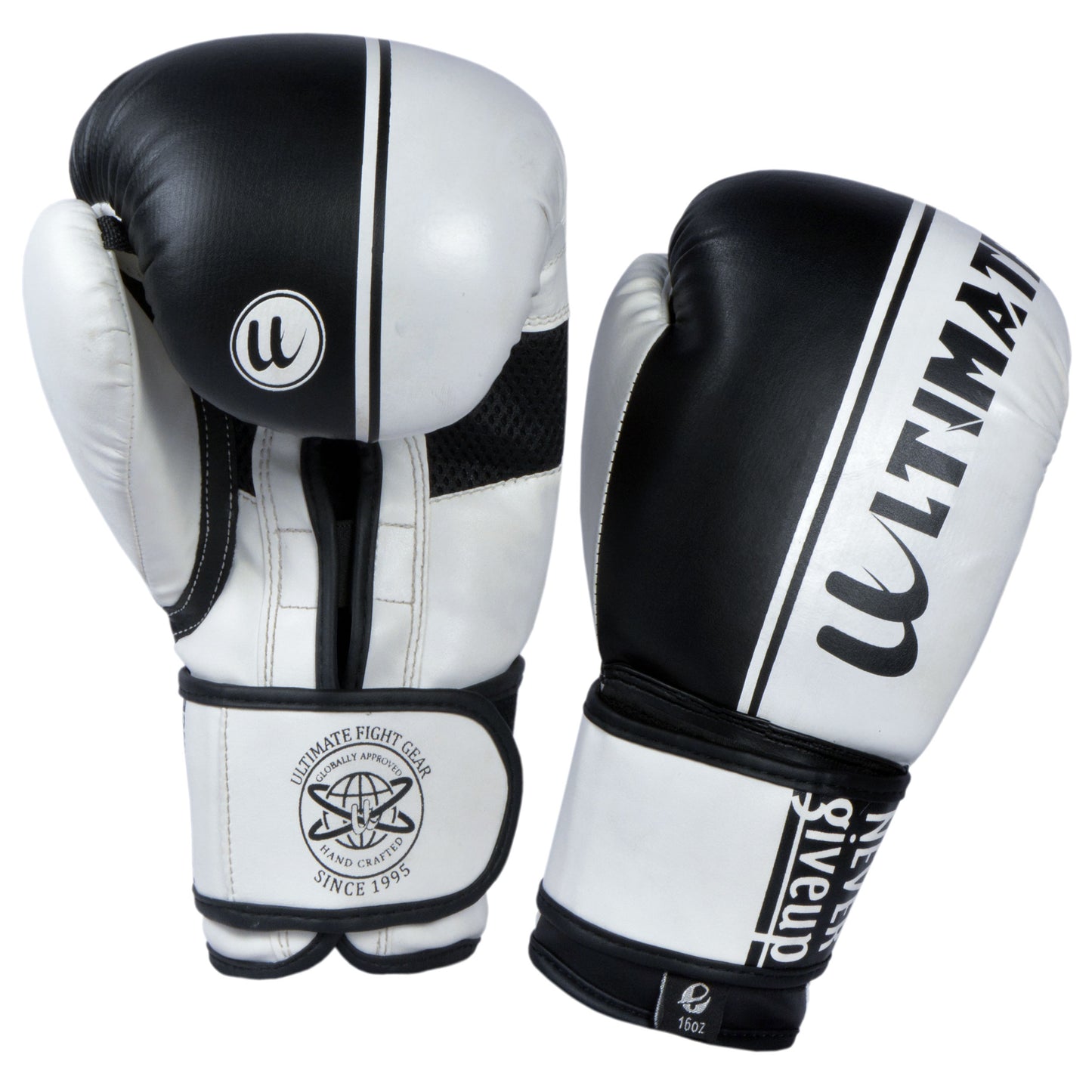 Ultimate - Boxing Gloves Black White - Boxing MMA Bag Work Training