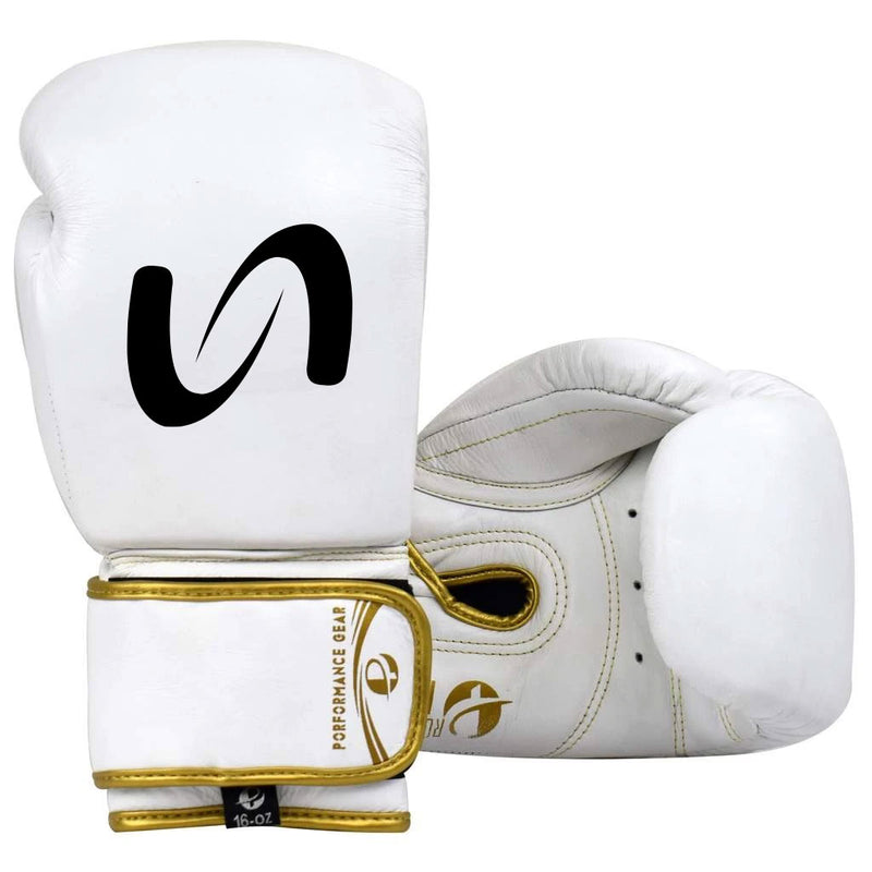 Ultimate - Pro Fight Gloves White Gold (Genuine Leather) - 16oz