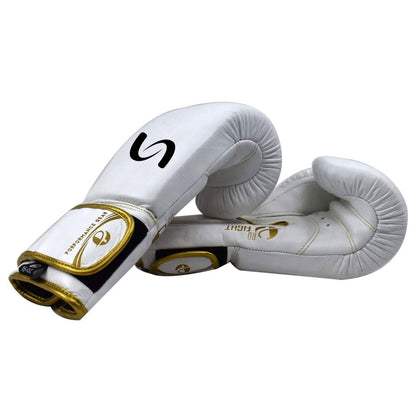 Ultimate - Pro Fight Gloves White Gold (Genuine Leather) - 16oz