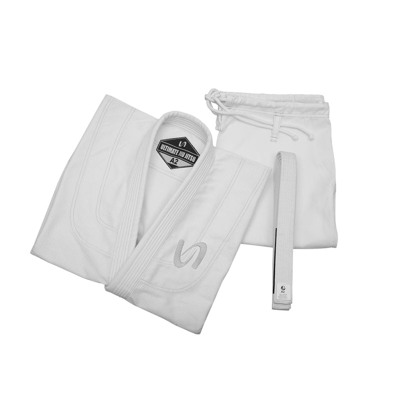 UFG - Essential Brazilian Jiu-Jitsu Kimono BJJ Gi Uniform - Unisex Kids Adults (White Belt Included)