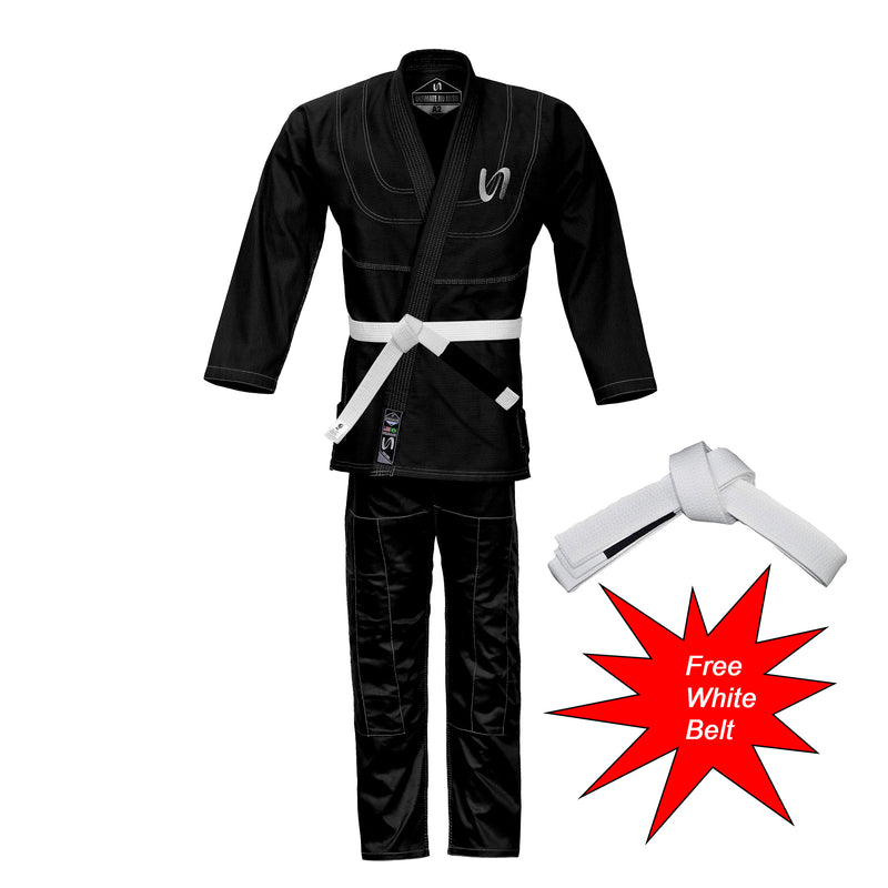 UFG - Essential Brazilian Jiu-Jitsu Kimono BJJ Gi Uniform - Unisex Kids Adults (White Belt Included)