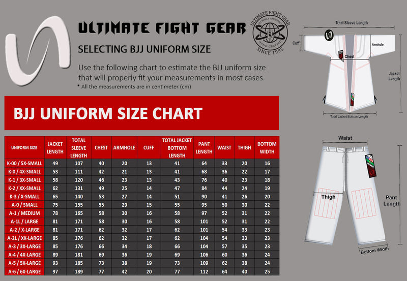 UFG - Classic Brazilian Jiu Jitsu Gi - BJJ Kimono Gi Uniform Kids Adults Unisex