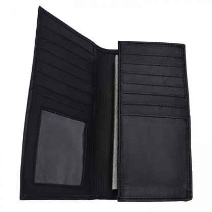 MMA - NATURAL GRAIN COWHIDE LEATHER WESTERN LONG WALLET WITH MULTI-CARD CAPACITY BIFOLD