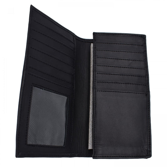 MMA - NATURAL GRAIN COWHIDE LEATHER WESTERN LONG WALLET WITH MULTI-CARD CAPACITY BIFOLD