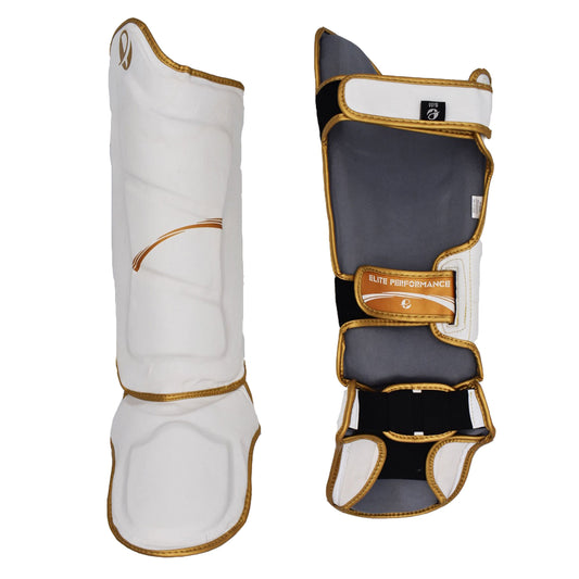 Ultimate - Elite Shin Instep White Gold - Boxing MMA Muay Thai Training Protection