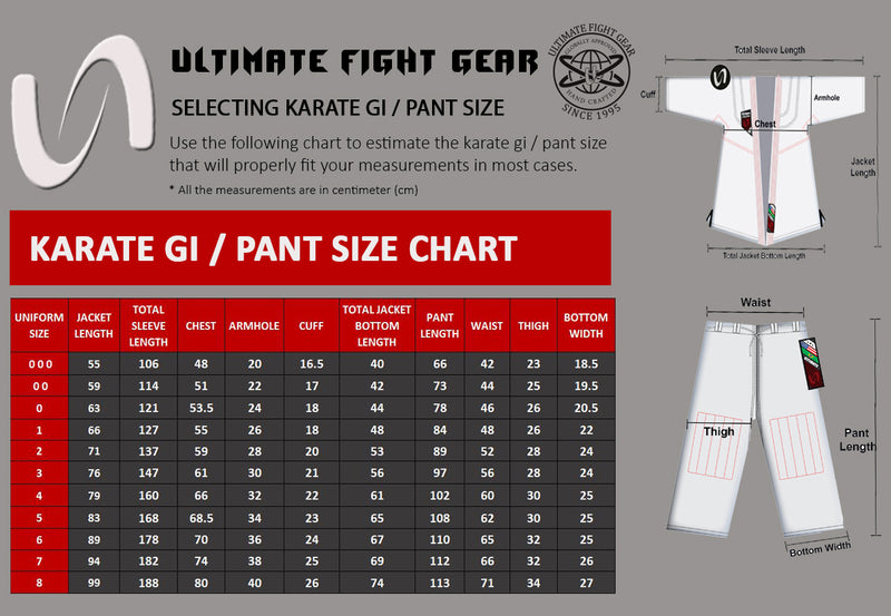 UFG - Demo Karate Pant - Black with Red Strip High Suitable For Karate Boxing MMA Muay Thai Training