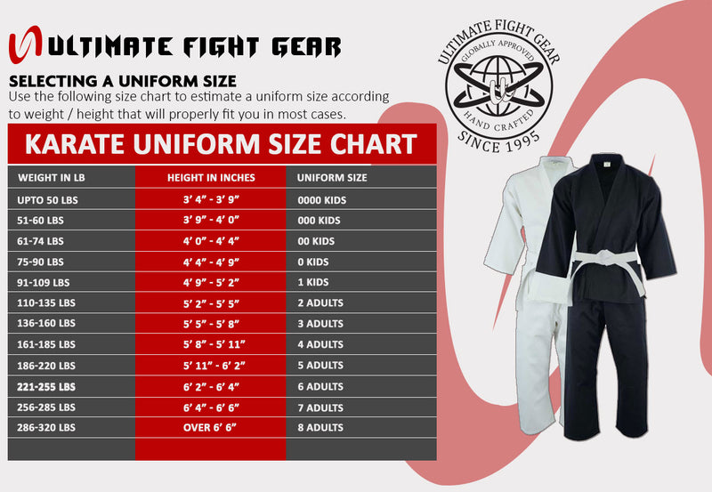 UFG - Light Weight Karate Uniform Gi - Kids Adults Unisex Available in 4 Colors (Belt Included)