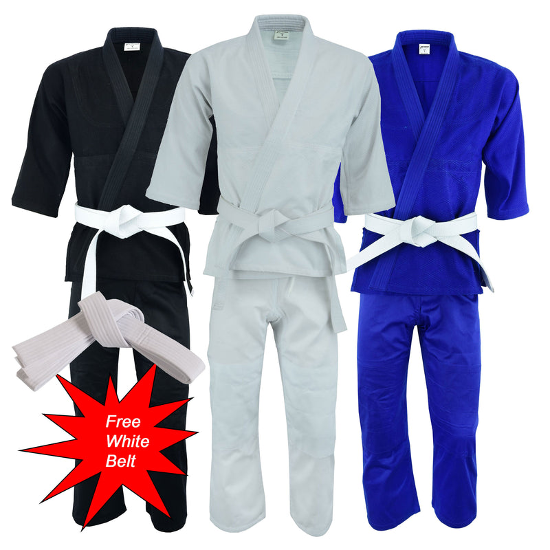 UFG - Judo Single Weave Kids Adults Unisex Karate Gi Uniform - (Belt Included)