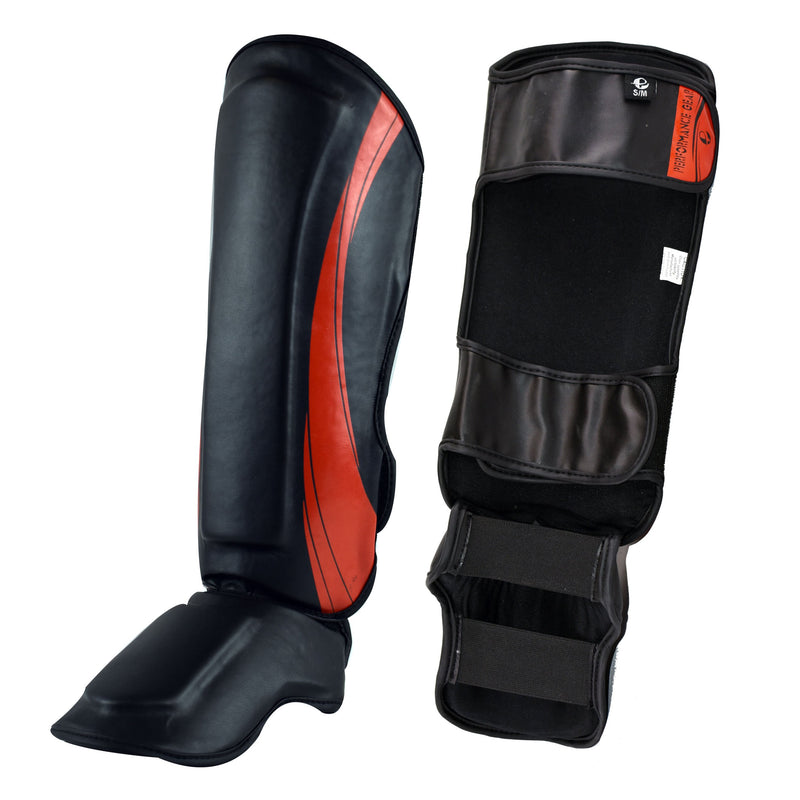Ultimate - PMG Series - Shin Instep Guard - Black & Red For Boxing MMA Muay Thai Training Protection