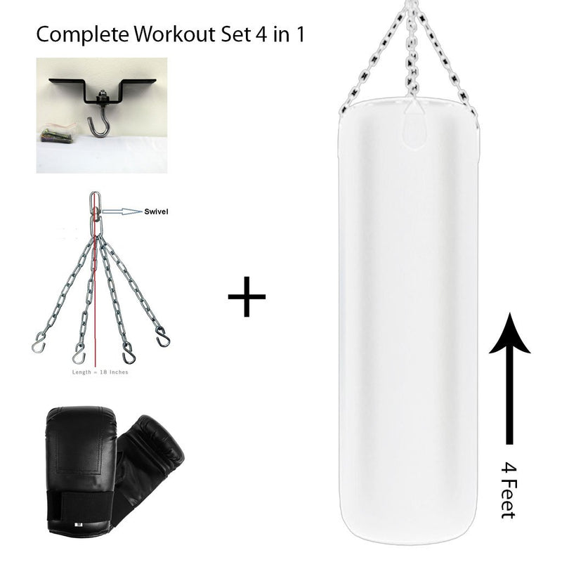 Ultimate - Complete Workout Kit - 4 in 1 - Punching Bag - Metal Hook - Hanging Chain - Bag Gloves