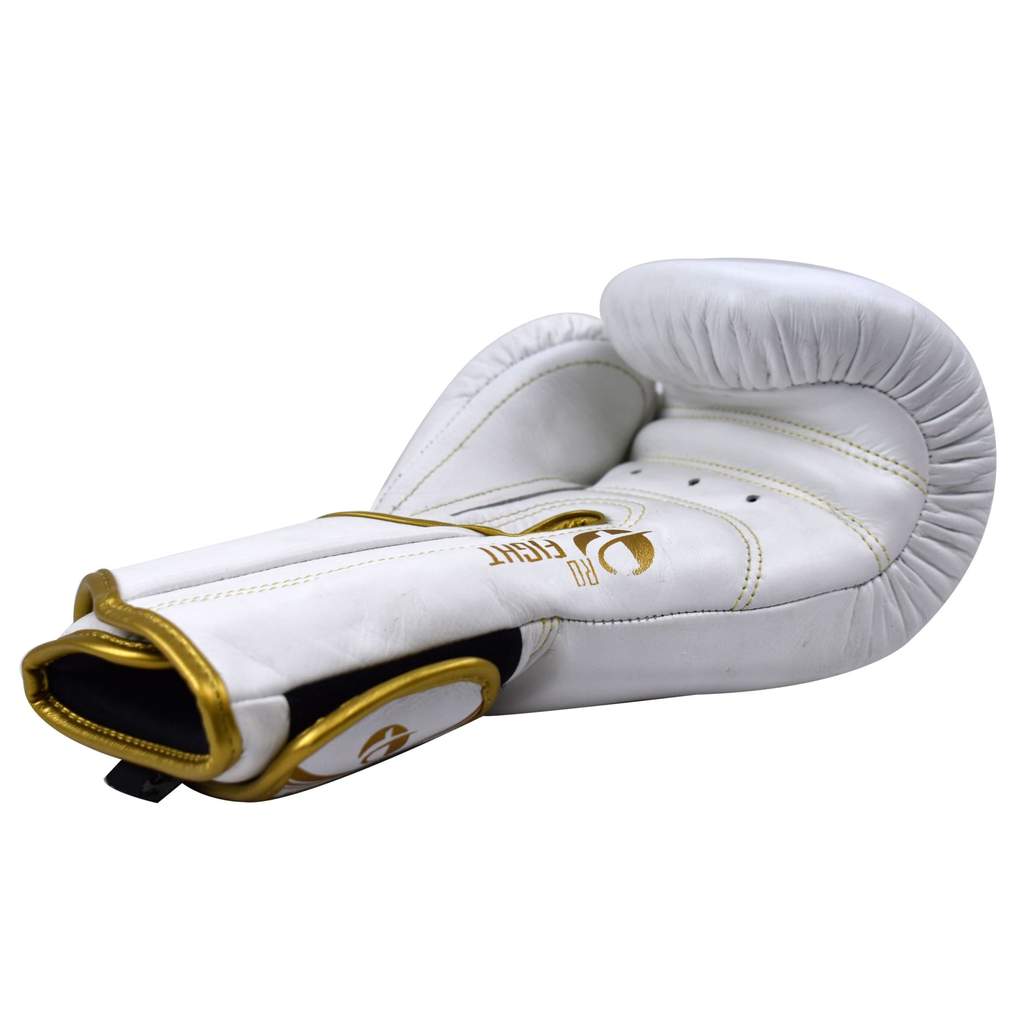 Ultimate - Pro Fight Gloves White Gold (Genuine Leather) - 16oz