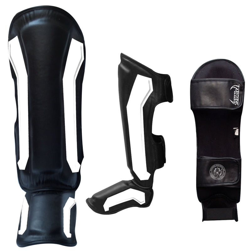 Ultimate - PMG Series - Shin Instep Guard - Black & White For Boxing MMA Muay Thai Training Protection