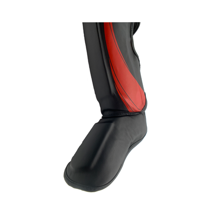 Ultimate - PMG Series - Shin Instep Guard - Black & Red For Boxing MMA Muay Thai Training Protection