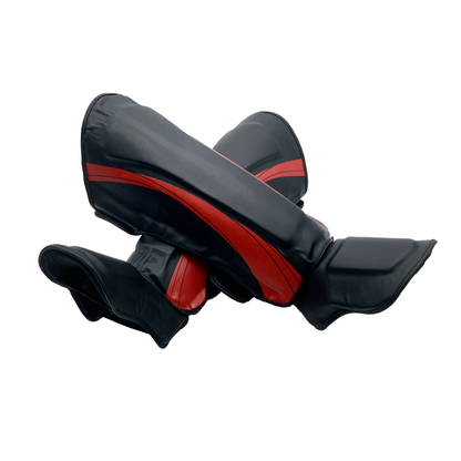 Ultimate - PMG Series - Shin Instep Guard - Black & Red For Boxing MMA Muay Thai Training Protection